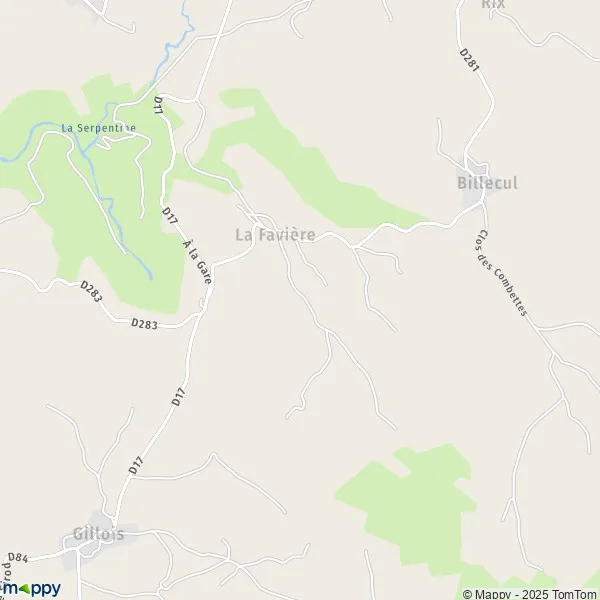 Plan La Favière carte de La Favière (39250) et infos pratiques